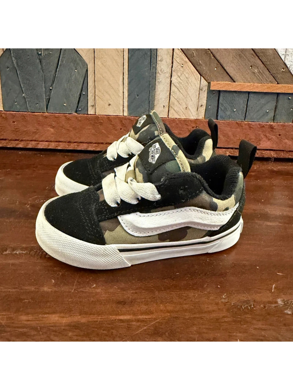 Vans Old Skool V Camo Black White Toddler Size 6